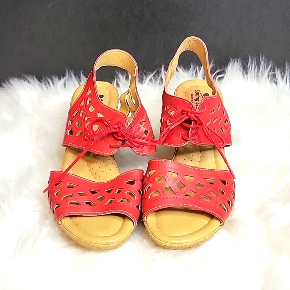 SPRING STEP Red Slide Sandal Wedge 36/6‎